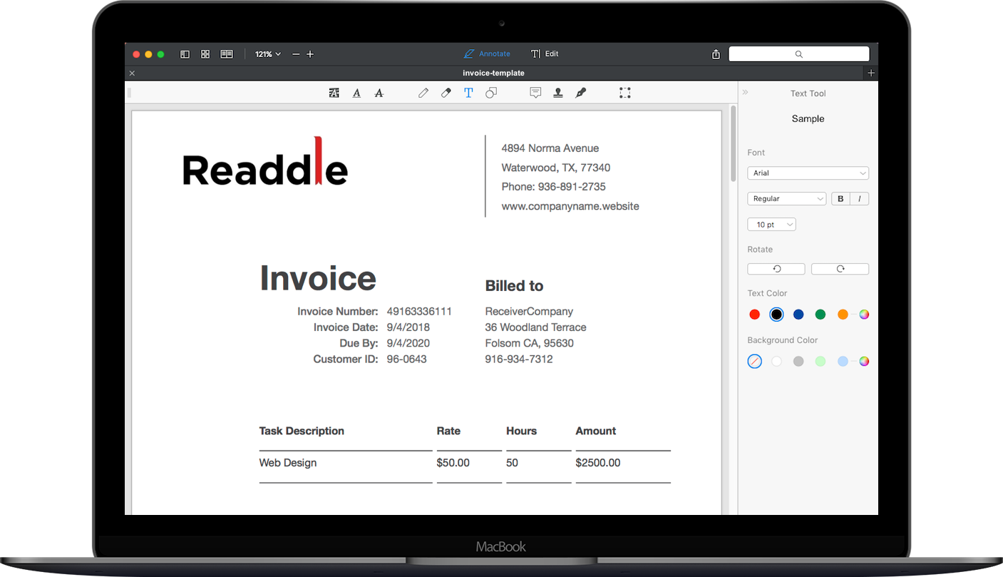 invoice template free for mac